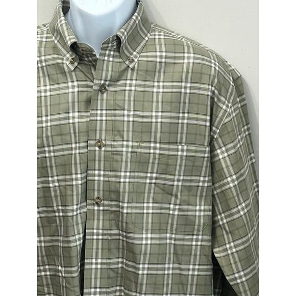 Cabelas Green Plaid Button Down Shirt Large Tall Wrinkle Free Performance - Picture 4 of 5